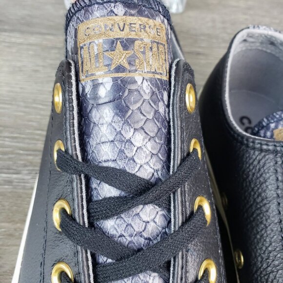Converse Black and White Sneakers with Gold Accents - Picture 7 of 8